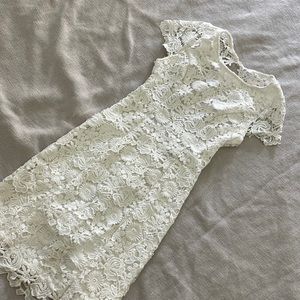 White lace body con dress
